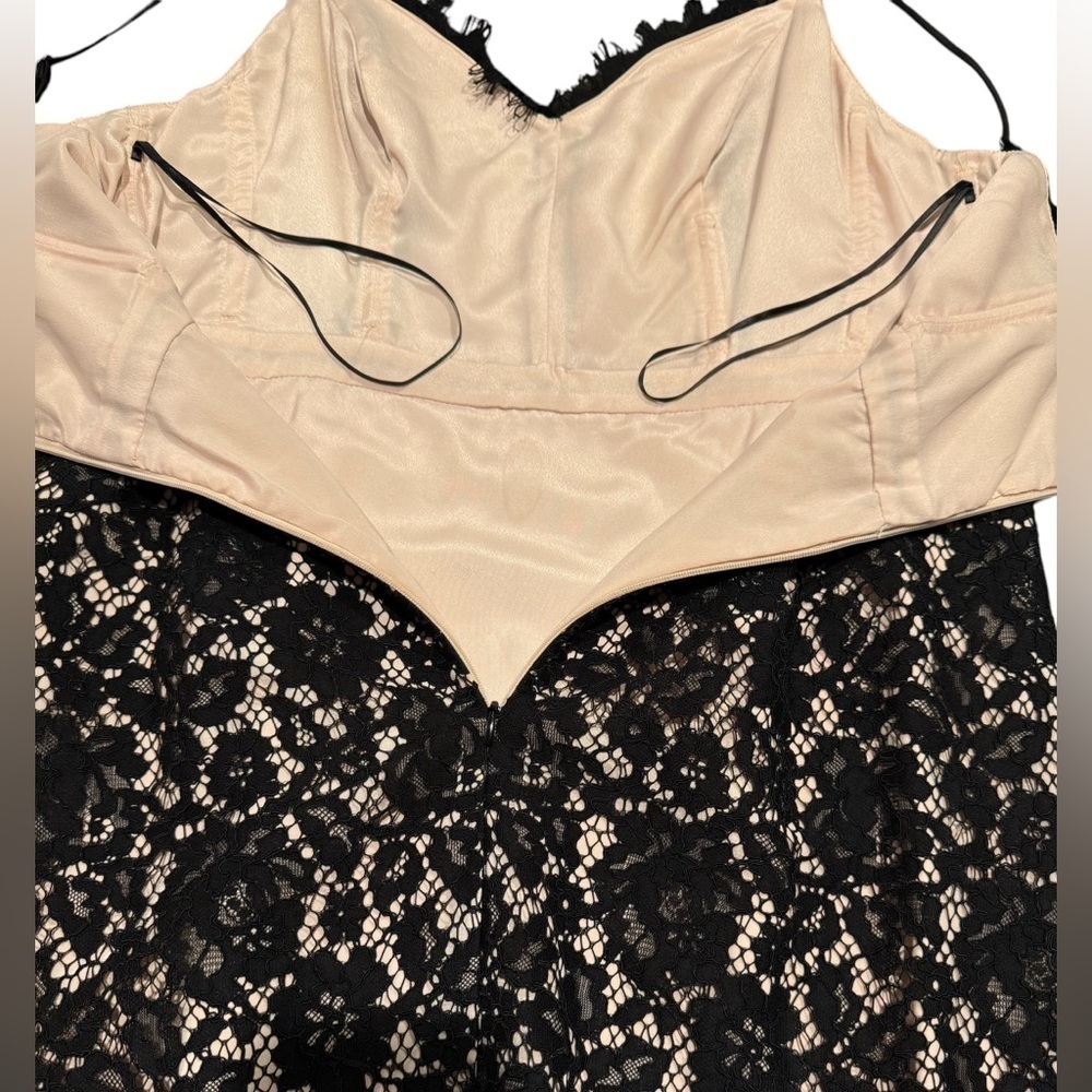 J. Crew Dress Black Lace Overlay Nude Lining MIDI - Picture 7 of 16